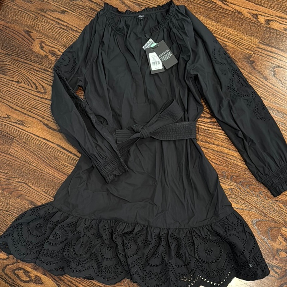 Rails Black Tiered Mini Dress with Bishop Sleeves - Picture 2 of 5